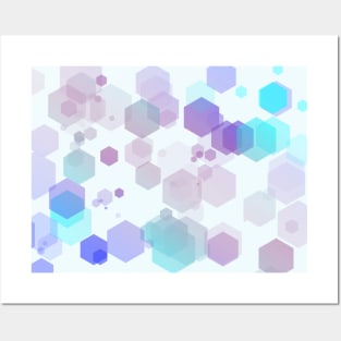 Abstract Purple-Blue Hexagon - Shape Pattern Posters and Art